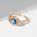 Кольцо «Оберег» глаз, классика, цвет бело-синий в золоте, безразмерное - фото 3403563