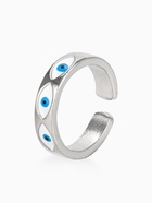 Кольцо «Оберег» глаз, ряд, цвет бело-голубой в серебре, безразмерное - Фото 1