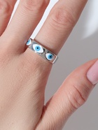 Кольцо «Оберег» глаз, ряд, цвет бело-голубой в серебре, безразмерное - Фото 2