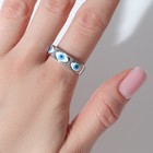 Кольцо «Оберег» глаз, ряд, цвет бело-голубой в серебре, безразмерное - Фото 2