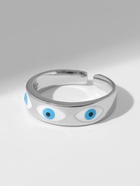 Кольцо «Оберег» глаз, ряд, цвет бело-голубой в серебре, безразмерное 10203543