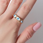 Кольцо «Оберег» глаз, ряд, цвет бело-голубой в золоте, безразмерное - Фото 3