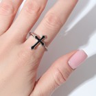 Кольцо «Крест» готика, цвет чёрный в серебре, безразмерное - фото 9641592