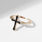 Кольцо «Крест» готика, цвет чёрный в золоте, безразмерное - фото 12217318