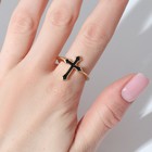 Кольцо «Крест» готика, цвет чёрный в золоте, безразмерное - фото 9641594
