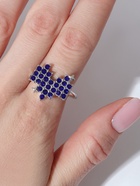 Кольцо «Сердце» пиксели, цвет синий в серебре, безразмерное - Фото 2