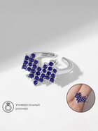 Кольцо «Сердце» пиксели, цвет синий в серебре, безразмерное - Фото 4