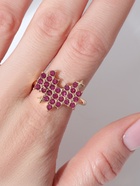 Кольцо «Сердце» пиксели, цвет розовый в золоте, безразмерное - Фото 2