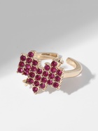 Кольцо «Сердце» пиксели, цвет розовый в золоте, безразмерное - фото 63094144