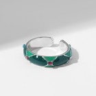Кольцо «Орнамент» мульти, цвет зелёный в серебре, безразмерное - фото 11249002