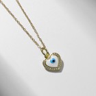 Кулон-оберег «Мини» сердце с глазом, цвет бело-голубой в серебре, 38 см - Фото 2