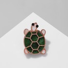 Брошь "Черепаха" малахитовая, цвет бело-зелёный в розовом золоте