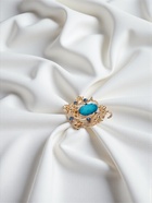 Брошь «Цветочная» арфа, цвет морской в золоте 10204688