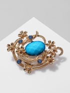 Брошь «Цветочная» арфа, цвет морской в золоте 10204688