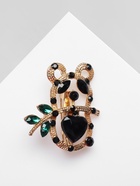 Брошь «Пандочка» контур, чёрно-зелёная в золоте 10204696