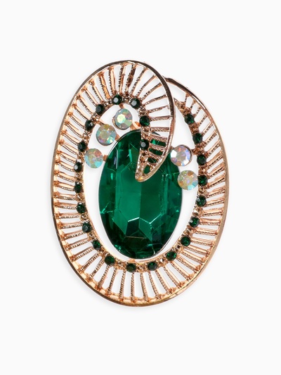 Брошь «Око», цвет изумрудный в золоте