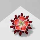 Брошь «Цветок» франжипани, цвет красный в серебре - фото 321477949