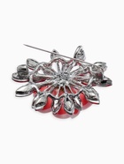 Брошь «Цветок» франжипани, цвет красный в серебре - фото 58003122