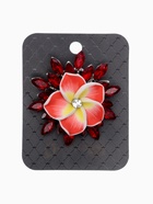 Брошь «Цветок» франжипани, цвет красный в серебре - фото 58003124