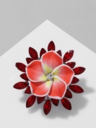 Брошь «Цветок» франжипани, цвет красный в серебре - фото 58003125