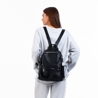 Рюкзак женский на молнии, с карманами, размер 28×12×35 см, чёрный - Фото 10