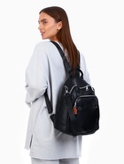 Рюкзак женский городской на молнии, с карманами, размер 28×12×35 см, чёрный - Фото 17