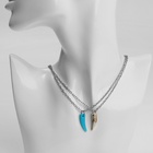 Кулоны парные «Клыки», 45 см, цвет бежево-голубой в серебре - Фото 1