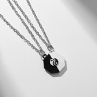 Кулоны «Неразлучники» на магните, инь-ян, цвет чёрно-белый в серебре, 45 см - Фото 2