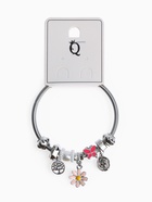 Браслет с шармами «Марджери» одинарный, цветочек, розовый в серебре - Фото 5