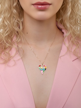 Кулон на цепочке «Прелесть», сердце, цветной в золоте, 40 см 10218465