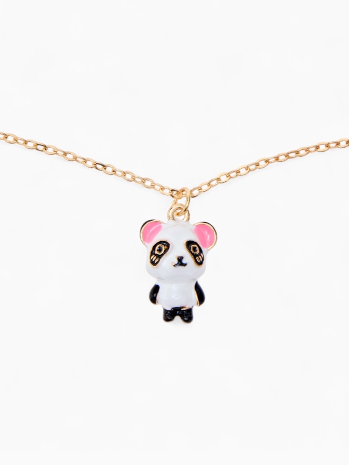 Кулон на цепочке «Прелесть», панда милый, бело-чёрный в золоте, 40 см - Фото 1