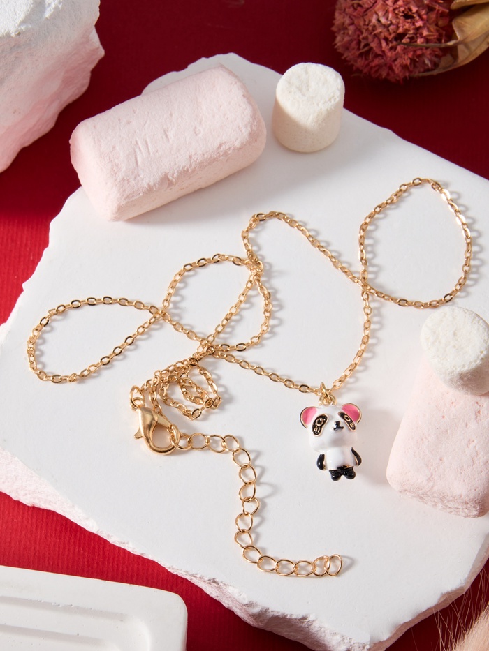 Кулон на цепочке «Прелесть», панда милый, бело-чёрный в золоте, 40 см - Фото 1