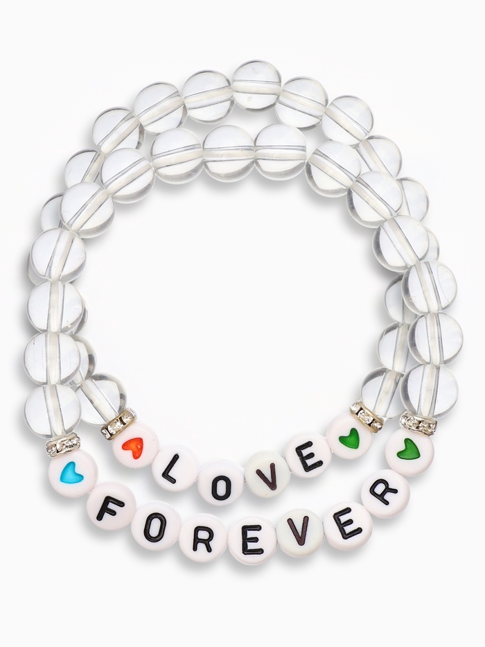 Браслеты парные «Неразлучники» бусины, love forever, белые, d=6 см - Фото 1