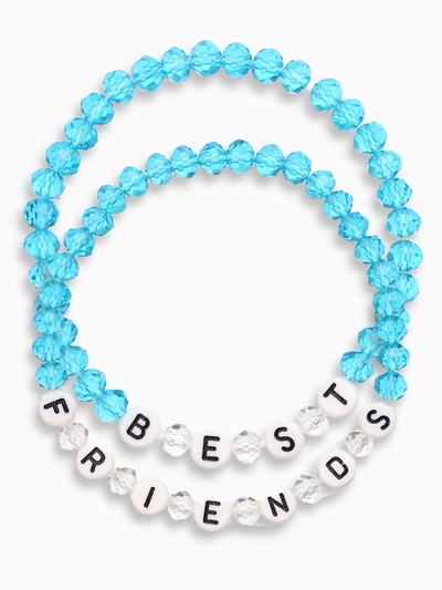 Браслеты парные «Неразлучники» бусины, 3 шт., best friends forever, бело-голубые, d=6 см