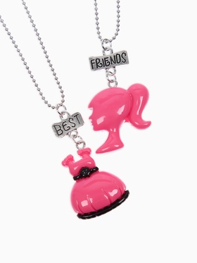 Кулоны парные «Кукла и платье», 40 см, цвет розовый в серебре  (артикул 10218559)  большой выбор товаров оптом и в розницу по низким ценам с доставкой