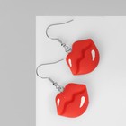 Серьги ассорти «Радость» губы, цвет красно-белый в серебре - Фото 2