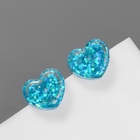 Серьги пластик «Карамель» сердце конфетти, цвет голубой - Фото 2