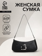 Сумка женская багет на молнии, 26×5×10.5 см, чёрная - Фото 1