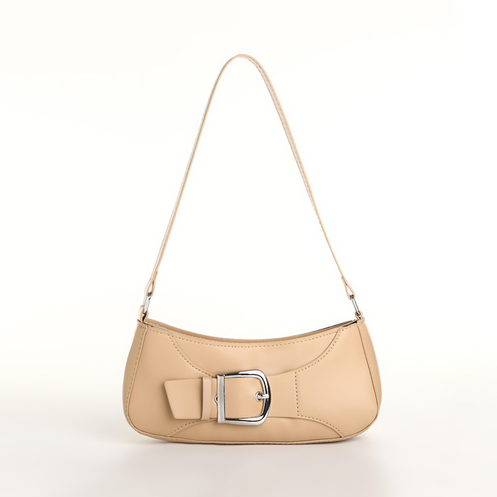 Сумка женская багет на молнии, 26×5×10.5 см, бежевая - Фото 1