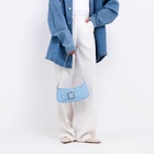 Сумка женская багет на молнии, 26×5×10.5 см, голубая - Фото 2