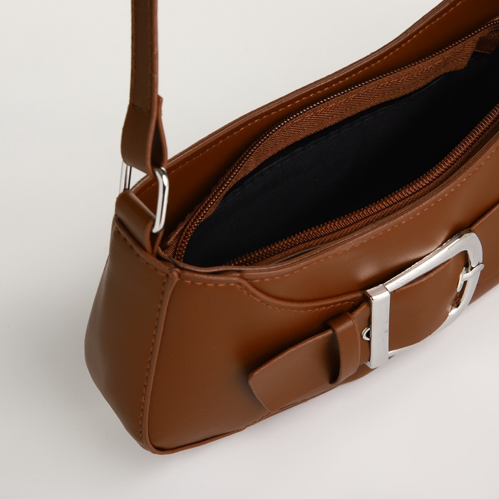 Сумка женская багет на молнии, 26×5×10.5 см, шоколадная 10227944