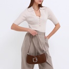 Сумка женская багет на молнии, 26×5×10.5 см, шоколадная - Фото 7