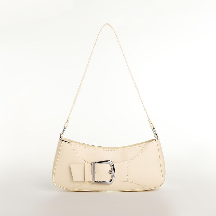 Сумка женская багет на молнии, 26×5×10.5 см, молочная - Фото 1