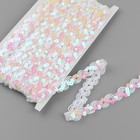 Тесьма декоративная с пайетками, 15 мм, 9,1 ± 0,5 м, цвет белый/перламутровый - Фото 1