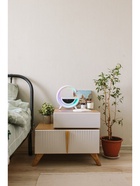 Портативная колонка - ночник BT3401, 5 Вт колонка, 15 W зарядка, 1200 мАч, подсветка, белая - Фото 4