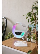 Портативная колонка - ночник BT3401, 5 Вт колонка, 15 W зарядка, 1200 мАч, подсветка, белая - Фото 2