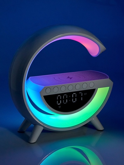 Портативная колонка - ночник BT3401, 5 Вт колонка, 15 W зарядка, 1200 мАч, подсветка, белая