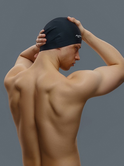 Шапочка для плавания взрослая ONLYTOP Swim, непромокаемая, тканевая, обхват 54-60 см, чёрная