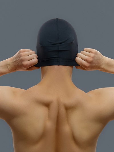 Шапочка для плавания взрослая ONLYTOP Swim, непромокаемая, тканевая, обхват 54-60 см, чёрная