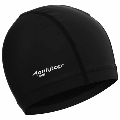 Шапочка для плавания взрослая ONLYTOP Swim, непромокаемая, тканевая, обхват 54-60 см, чёрная